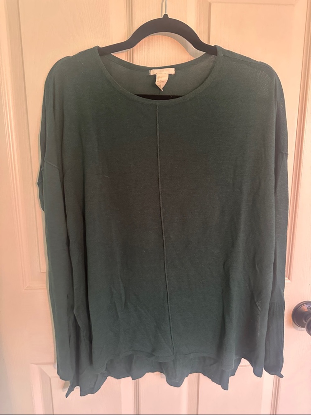 H&M Forest Green Ribbed Crewneck Top